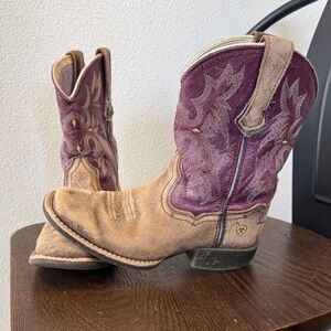 Ariat Western Boots in Purple and Tan